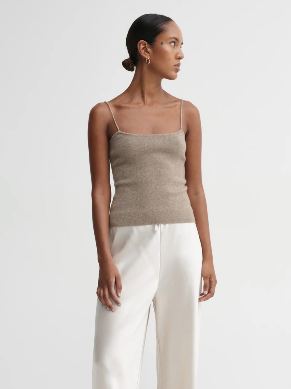 Almada Label Lucy Cashmere Knit Top in Nougat size XS